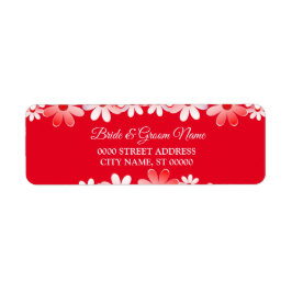 Elegant Red White Floral Wedding Return Address ラベル