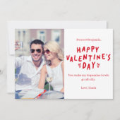 Elegant Red White HAPPY Valentine's Day Photo シーズンカード (正面)