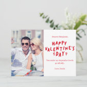 Elegant Red White HAPPY Valentine's Day Photo シーズンカード (スタンド正面)