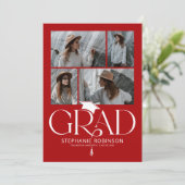Elegant Red & White Photo Collage Graduation 案内状 (スタンド正面)