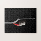 Elegant Red Wine Glass & Bottle. Black Background ジグソーパズル (横)