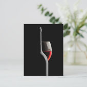 Elegant Red Wine Glass & Bottle. Black Background ポストカード (スタンド正面)
