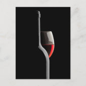 Elegant Red Wine Glass & Bottle. Black Background ポストカード (正面)
