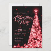 Elegant Red Winter Christmas Tree Holiday  招待状 (正面)