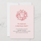 Elegant Red Wreath Christmas Party 招待状 (正面)
