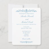 Elegant Regency Blue & White Wedding Invitation 招待状 (正面)