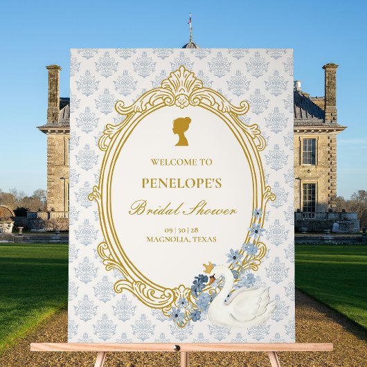 Elegant Regency Era Blue and Gold Bridal Shower アクリルサイン