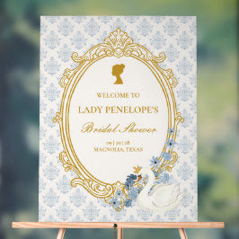 Elegant Regency Era Blue and Gold Bridal Shower アクリルサイン