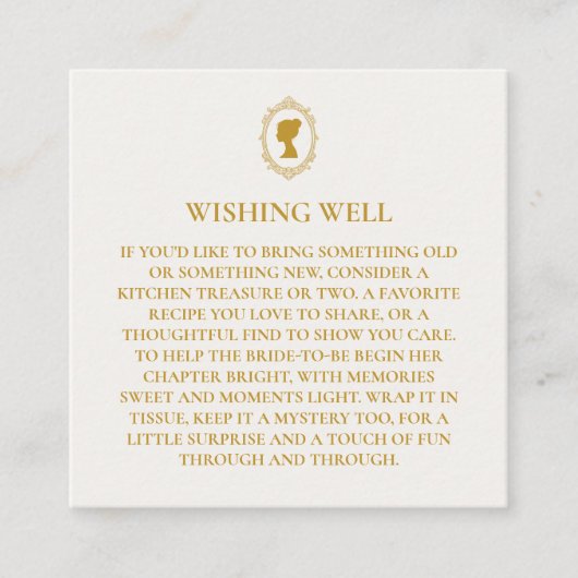 Elegant Regency Era Blue and Gold Bridal Shower エンクロージャーカード (正面)