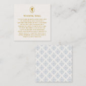 Elegant Regency Era Blue and Gold Bridal Shower エンクロージャーカード (正面/裏面)