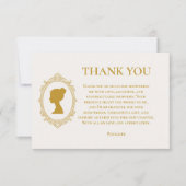 Elegant Regency Era Blue and Gold Bridal Shower サンキューカード (正面)
