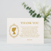 Elegant Regency Era Blue and Gold Bridal Shower サンキューカード (スタンド正面)