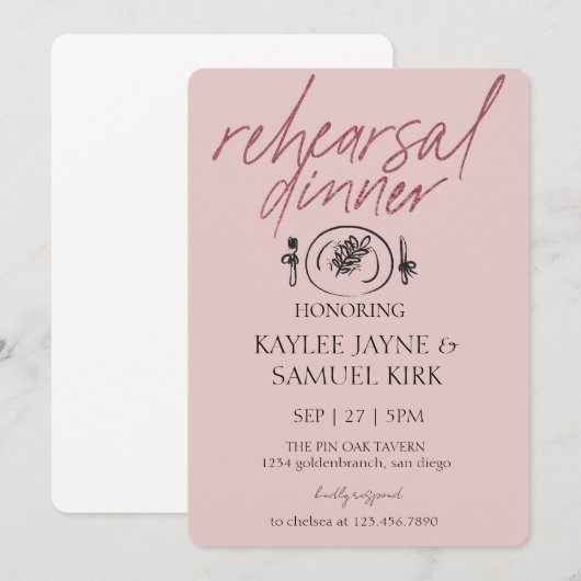 Elegant Rehearsal Dinner 招待状 (正面/裏面)