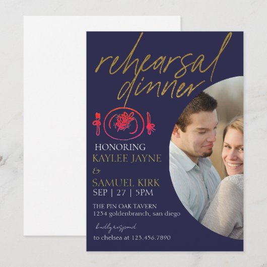 Elegant Rehearsal Dinner 招待状 (正面/裏面)