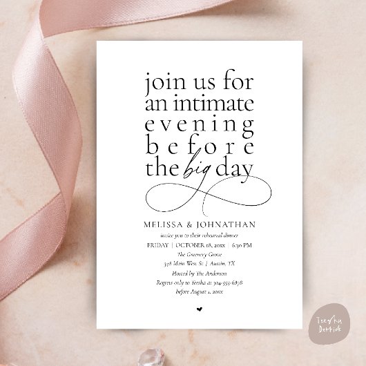 Elegant Rehearsal Dinner Intimate Evening 招待状