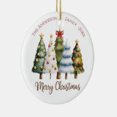 Elegant Reindeer and Christmas Trees セラミックオーナメント (右)