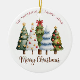 Elegant Reindeer and Christmas Trees セラミックオーナメント