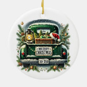 Elegant Reindeer and Christmas Trees セラミックオーナメント (裏面)