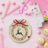 Elegant Reindeer Christmas Party Tableware Plate ペーパープレート (パーティー)