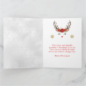 Elegant Reindeer Poinsettia Merry Christmas カード (内部)