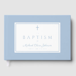 Elegant Religious Baby Blue Boy Baptism ゲストブック
