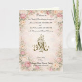 Elegant Religious Catholic Wedding Mass Program カード (正面)