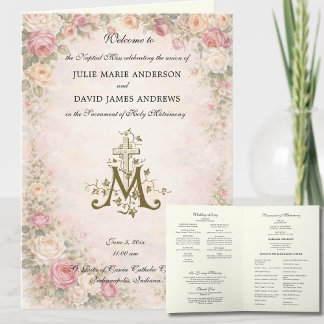 Elegant Religious Catholic Wedding Mass Program カード