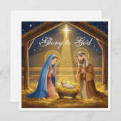 Elegant Religious Glory To God Christian Christmas シーズンカード (正面/裏面)