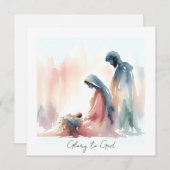 Elegant Religious Glory To God Christian Christmas シーズンカード (正面/裏面)