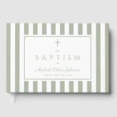 Elegant Religious Sage Green Baptism ゲストブック (正面)