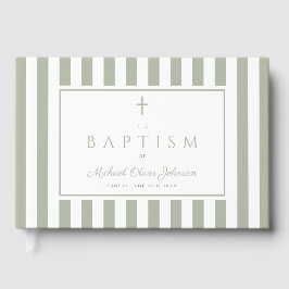 Elegant Religious Sage Green Baptism ゲストブック