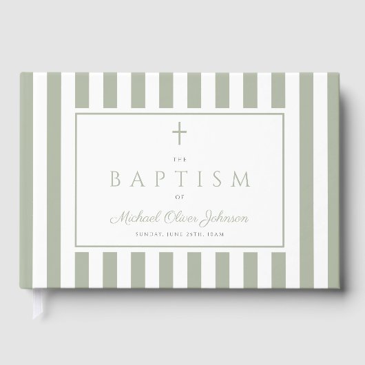 Elegant Religious Sage Green Baptism ゲストブック (正面)