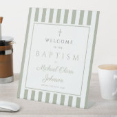 Elegant Religious Sage Green Baptism 台座サイン (インサイチュ)