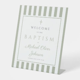 Elegant Religious Sage Green Baptism 台座サイン