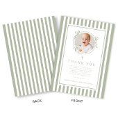Elegant Religious Sage Green Boy Baptism サンキューカード