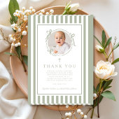 Elegant Religious Sage Green Boy Baptism サンキューカード