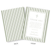 Elegant Religious Sage Green Boy Baptism サンキューカード