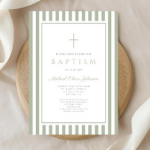 Elegant Religious Sage Green Boy Baptism