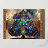 Elegant Renaissance Christmas Tree Gold Foil 箔シーズンカード (正面)