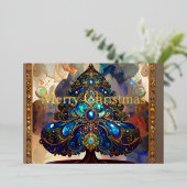 Elegant Renaissance Christmas Tree Gold Foil 箔シーズンカード (立ち正面)