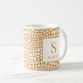 Elegant Reptile Skin Custom Initial Name Mug コーヒーマグカップ (正面右)