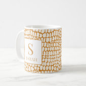 Elegant Reptile Skin Custom Initial Name Mug コーヒーマグカップ (正面左)