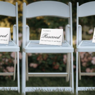 Elegant Reserved Seat Sign for Wedding カード