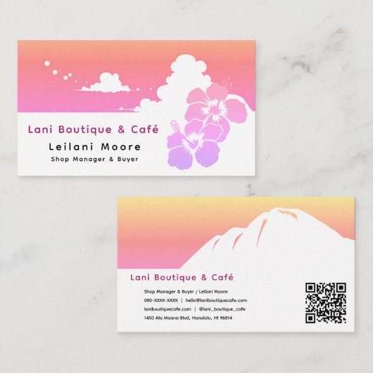 Elegant Resort Boutique & Café Stationery Design 名刺 (正面/裏面)