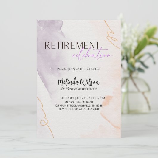 Elegant Retired Nurse Celebration Party 招待状 (スタンド正面)