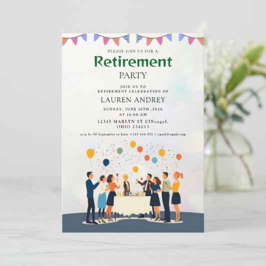 Elegant Retirement Celebration Invitation 招待状 (スタンド正面)