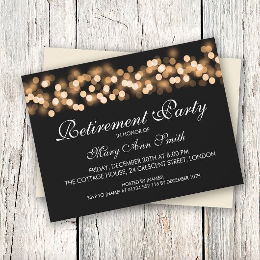 Elegant Retirement Party Gold Hollywood Glam 招待状