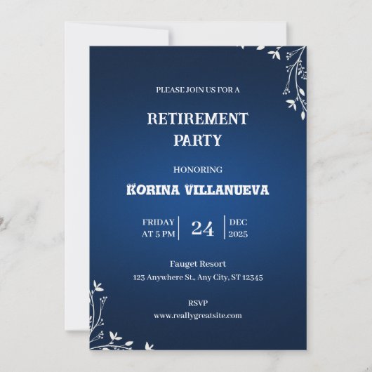 Elegant Retirement Party Invitation  招待状 (正面)