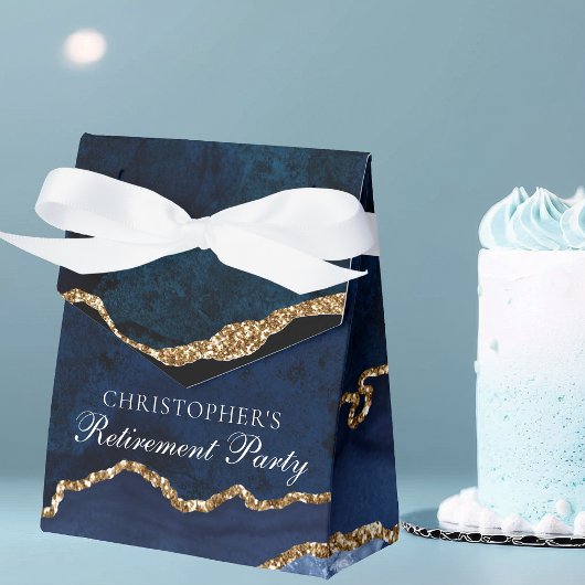 Elegant Retirement Party Navy Blue Gold Custom フェイバーボックス