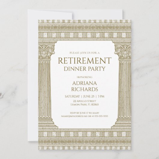 Elegant retirement Party with columns 招待状 (正面)